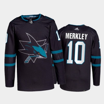 Adidas San Jose Sharks #10 Nick Merkley Men's 202122 Alternate Authentic NHL Jersey Black
